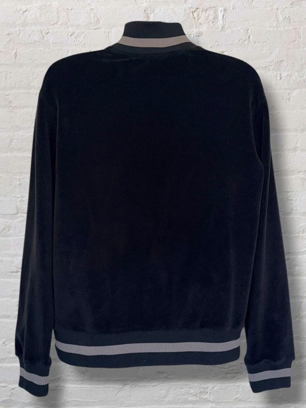 Zara Men Large Full Zip Track Jacket Black Go As Far As You Can Stripe Trim